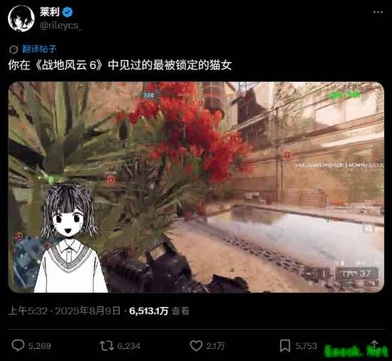 国外主播《战地6》集锦被疯传：扫射转移打墙太像挂