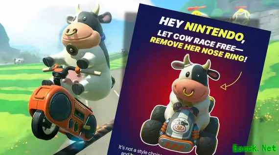 动物权益组织呼吁任天堂移除马力欧赛车世界奶牛角色鼻环