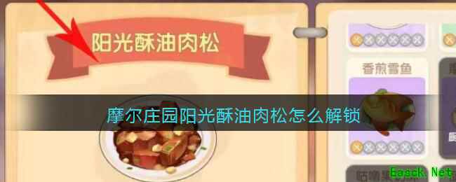 摩尔庄园阳光酥油肉松怎么解锁