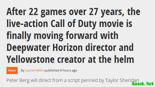 历经27年，《使命召唤》真人电影终于要开拍了