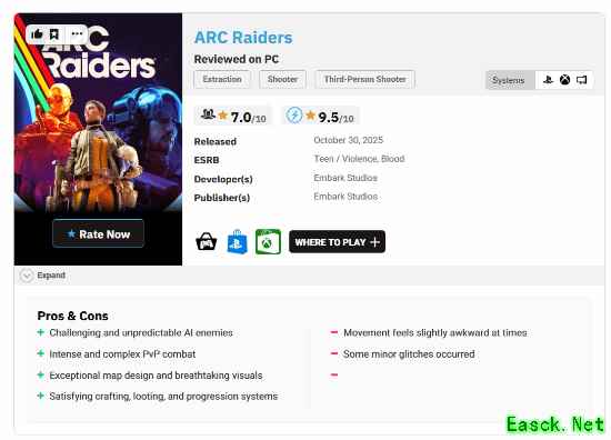 搜打撤爆火新作《ARC Raiders》外媒近满分评价：有望引领新潮流