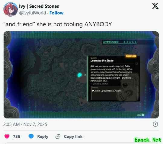 塞尔达在《塞尔达无双 封印战记》中称林克为朋友 粉丝心碎