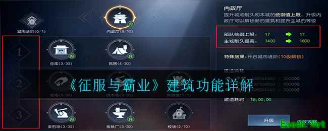 《征服与霸业》建筑功能详解