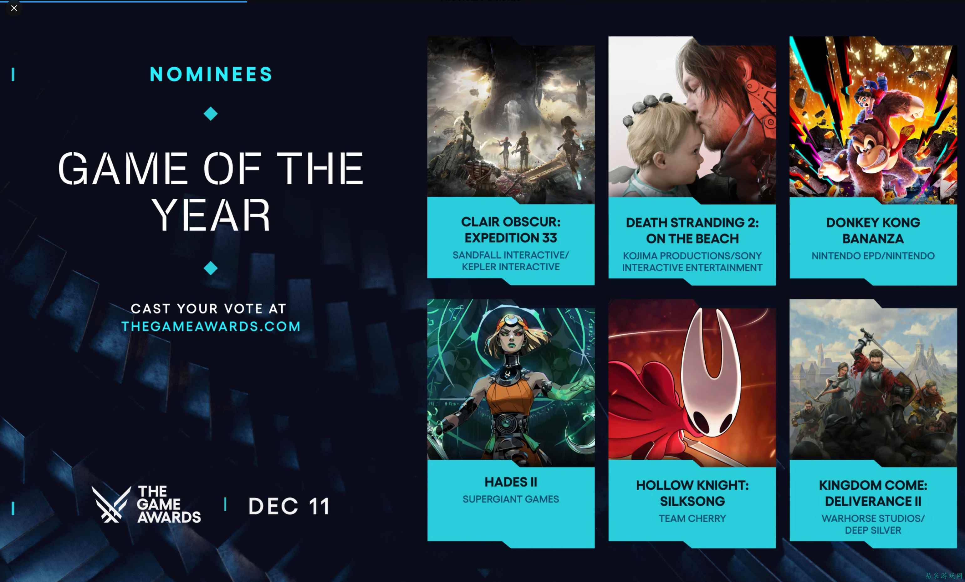 TGA 2025年度最佳提名公布，独立游戏占了一半！