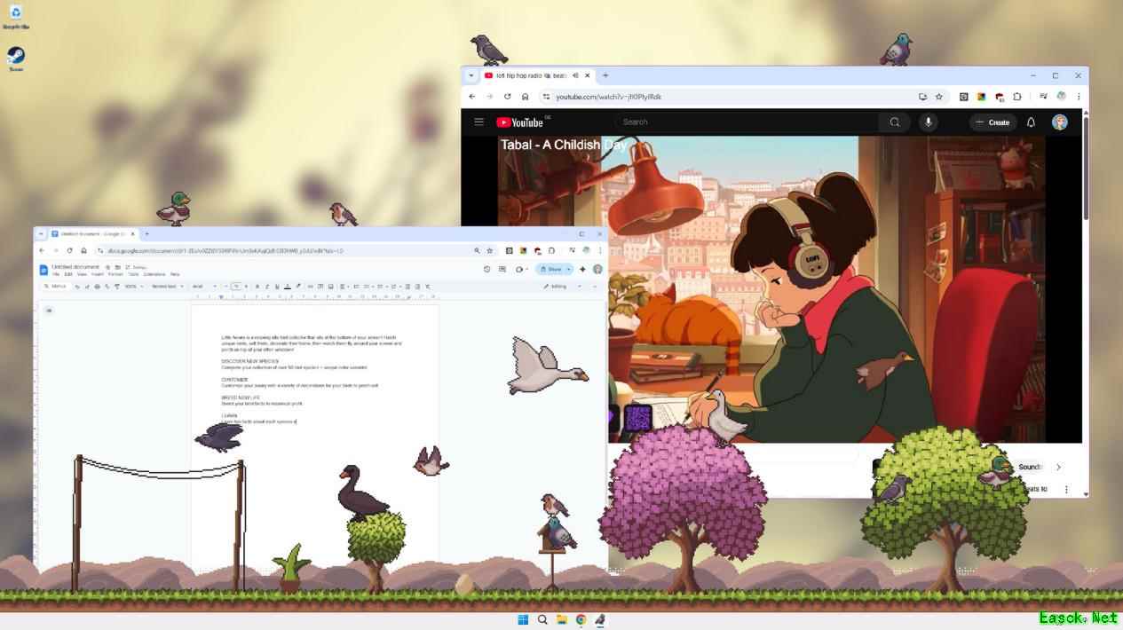 桌面放置新游《桌面鸟舍：小小鸟陪你摸大鱼》今日发售！在桌面养一群可爱鸟儿！