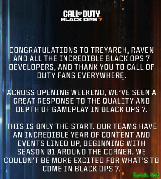 《使命召唤：黑色行动7》被骂惨了！动视发文感谢玩家们鞭策