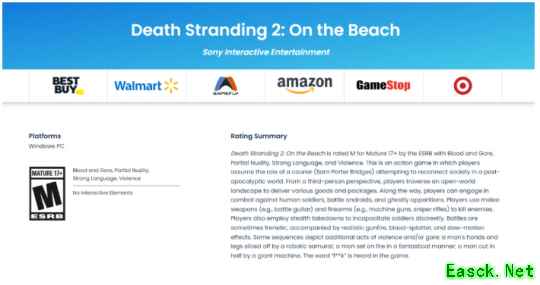 《死亡搁浅2》PC版已通过ESRB评级 或只独占半年