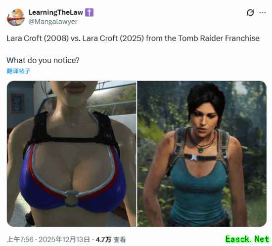 劳拉·克劳馥形象变迁引热议：写实风VS经典美