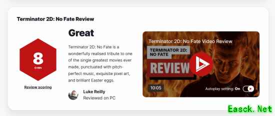 终结者2D：NO FATE获8分好评，复古情怀与致敬之作引热议
