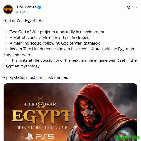 玩家汇总《战神》埃及新作爆料 主线续作还有类银？