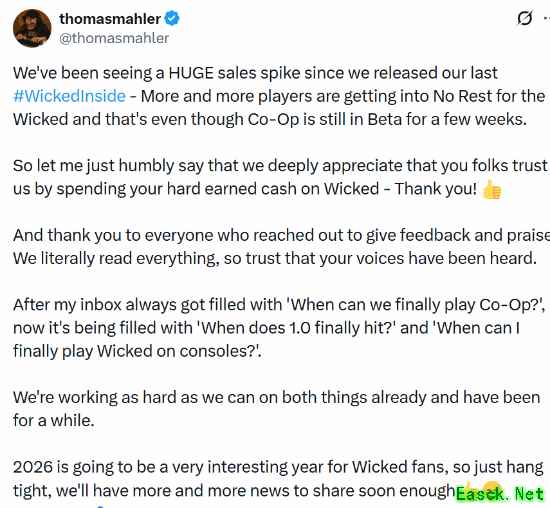 《恶意不息》新版本让销量大增：联机模式本月推出