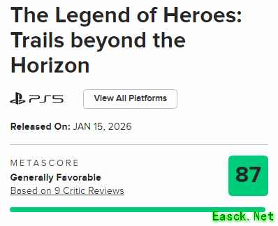 《界之轨迹》M站87分!剧情引人入胜 战斗也尤为出色