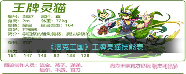 《洛克王国》王牌灵猫技能表