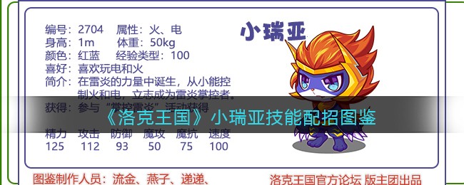 《洛克王国》小瑞亚技能配招图鉴