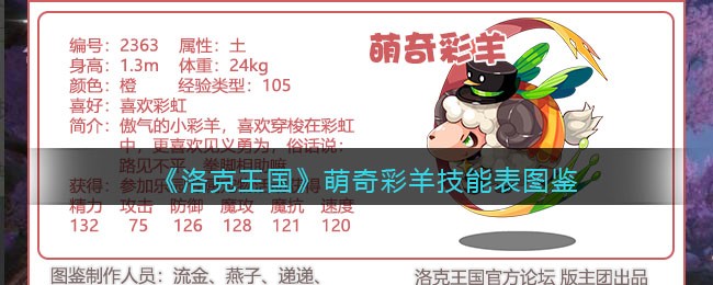 《洛克王国》萌奇彩羊技能表图鉴