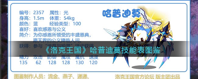 《洛克王国》哈普迪莫技能表图鉴