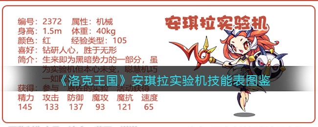 《洛克王国》安琪拉实验机技能表图鉴