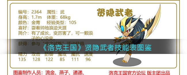 《洛克王国》贤隐武者技能表图鉴