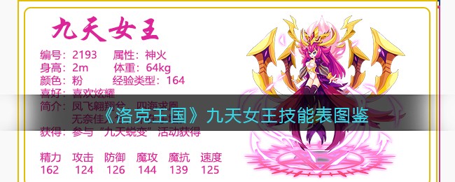 《洛克王国》九天女王技能表图鉴