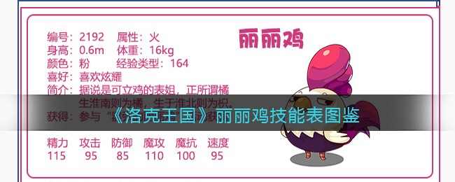 《洛克王国》丽丽鸡技能表图鉴