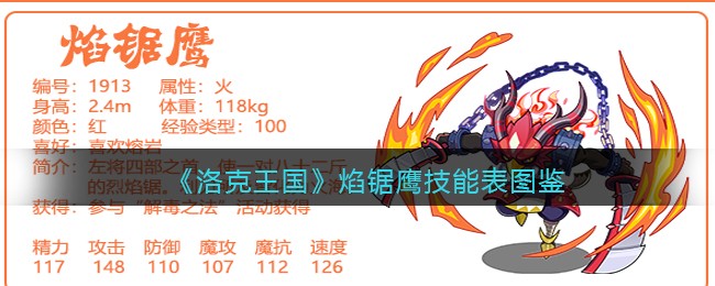 《洛克王国》焰锯鹰技能表图鉴