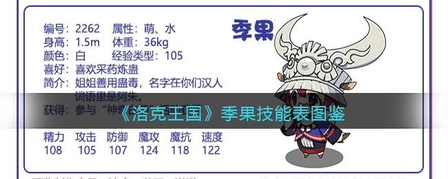《洛克王国》季果技能表图鉴