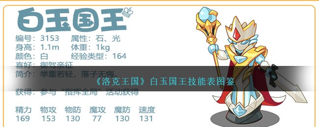 《洛克王国》白玉国王技能表图鉴