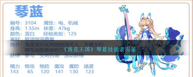 《洛克王国》琴蓝技能表图鉴