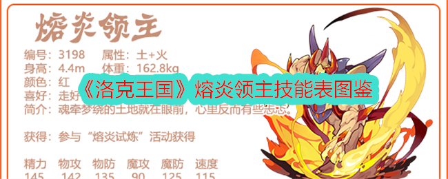 《洛克王国》熔炎领主技能表图鉴