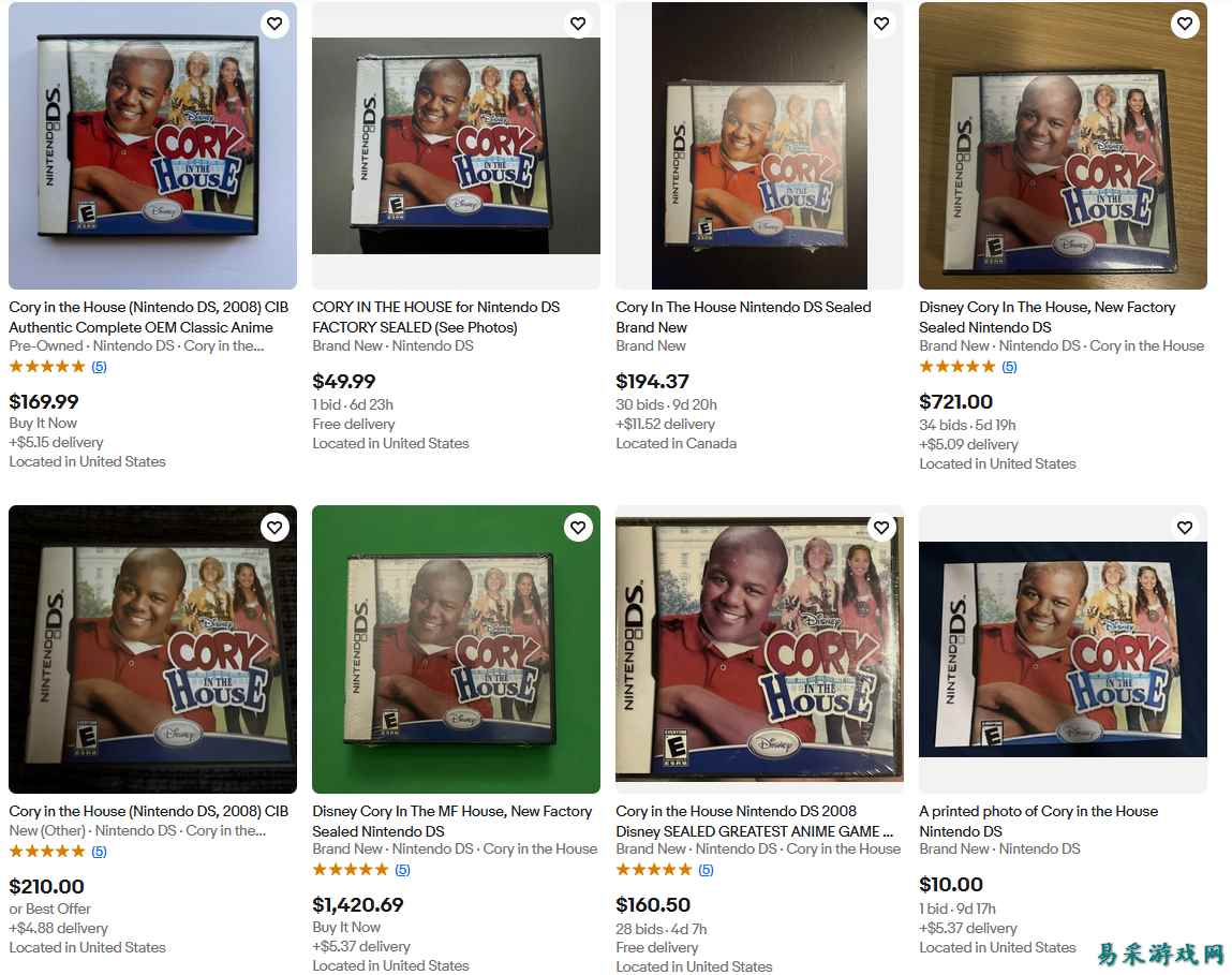 受网络梗热潮影响，DS游戏《柯瑞当家》网上拍卖价格飙升至数百美元