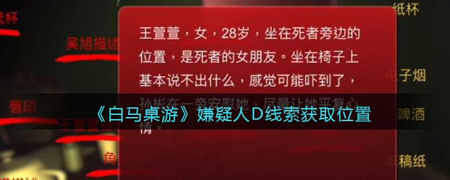 《孙美琪疑案：白马桌游》五级线索——嫌疑人D