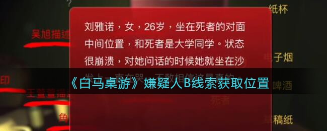 《孙美琪疑案：白马桌游》五级线索——嫌疑人B