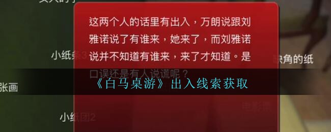 《孙美琪疑案：白马桌游》四级线索——出入