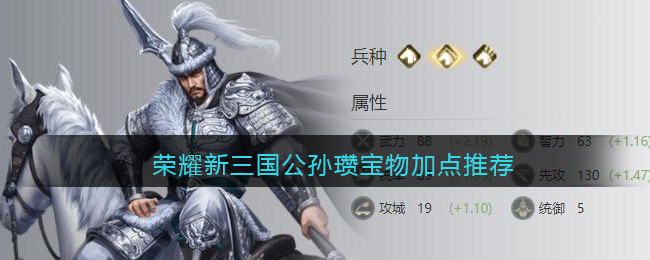 荣耀新三国公孙瓒宝物加点推荐