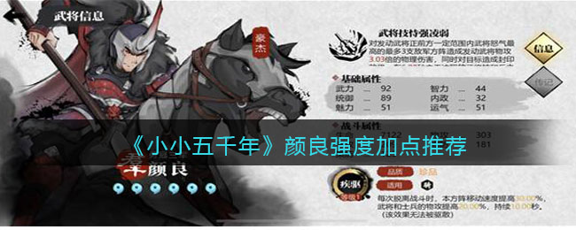 《小小五千年》颜良强度加点推荐