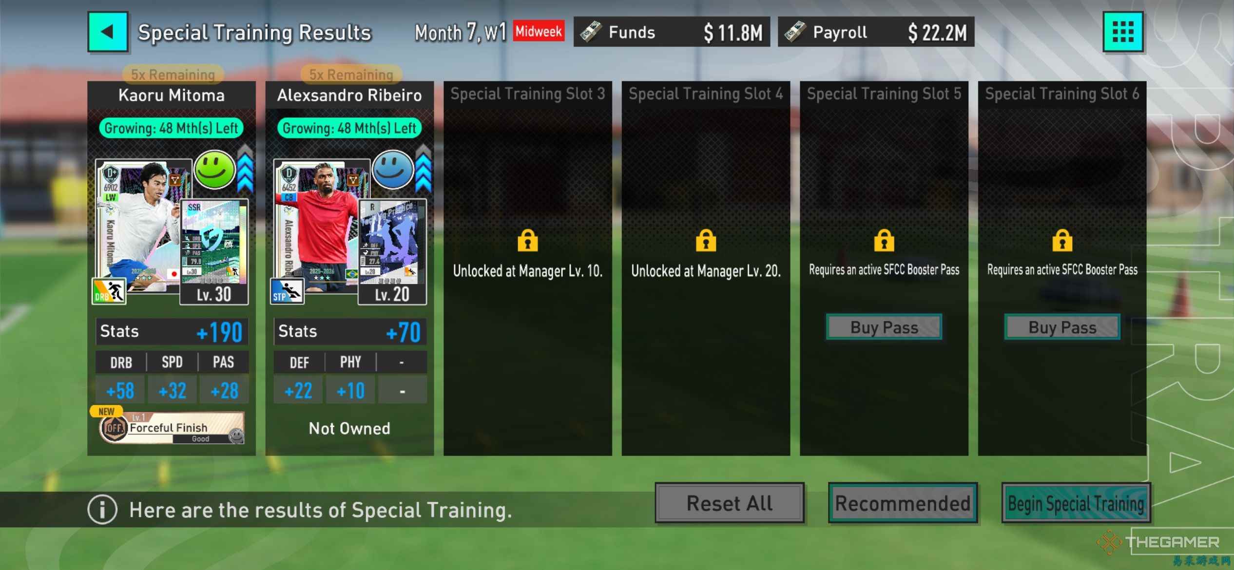 如何在《世嘉足球俱乐部经理》（Sega Football Club Champions）中使用特别训练