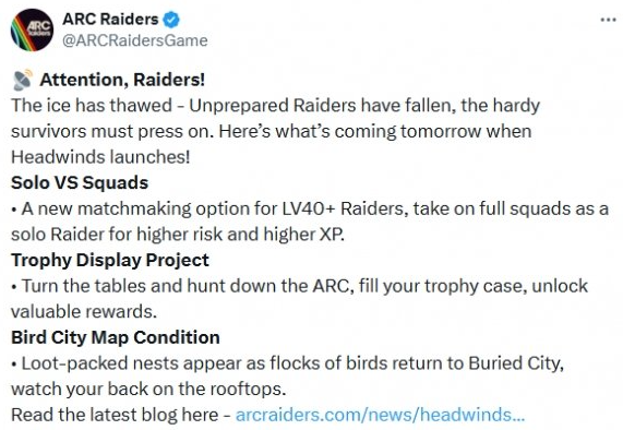 Arc Raiders逆风版本更新介绍