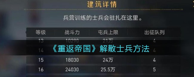 《重返帝国》解散士兵方法