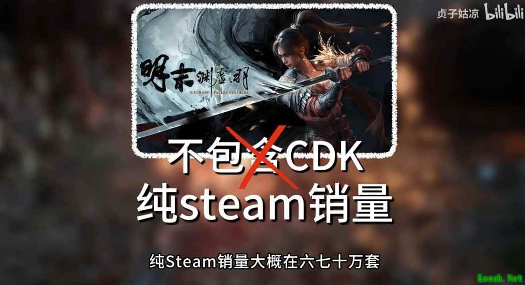 明末：渊虚之羽Steam纯销量约60–70万份，未入Steam年度前百畅销榜