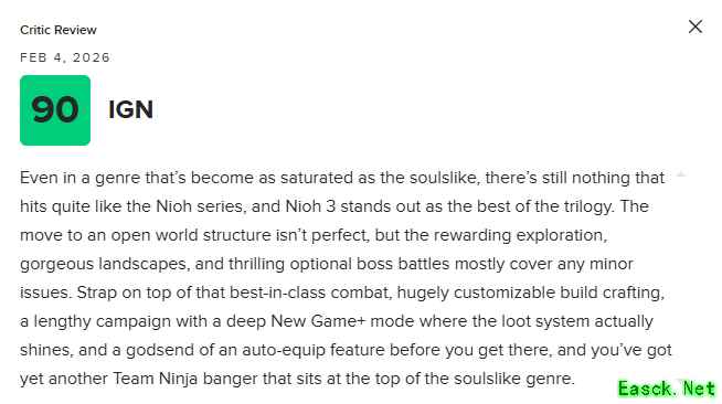 仁王3媒体口碑爆发：多平台90分力荐，开放世界革新获赞系列最成熟之作