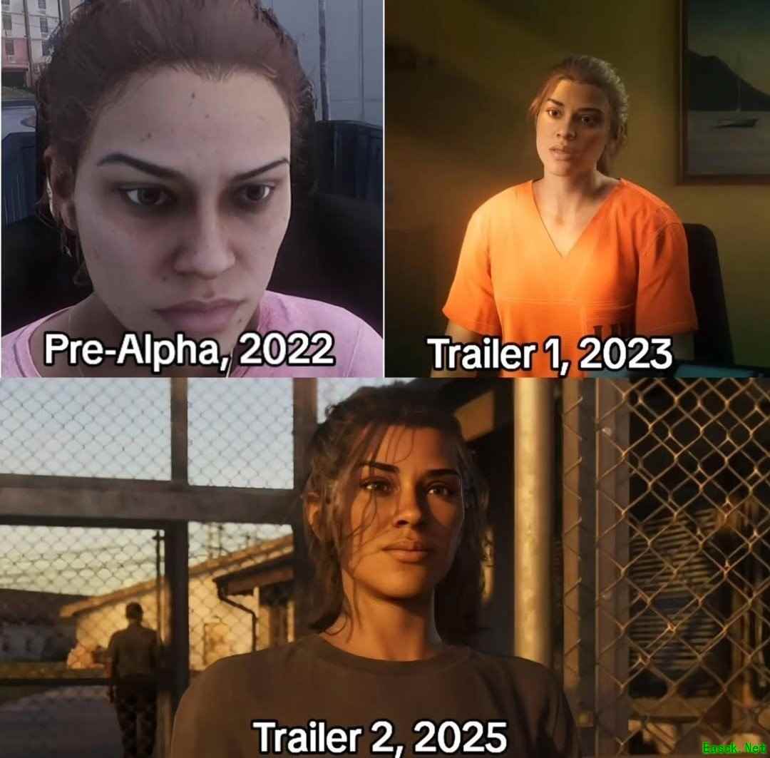 GTA6女主角露西亚建模三年演进：从预Alpha到2025预告的精细蜕变
