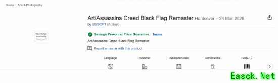 《刺客信条黑旗re》设定集上架亚马逊！定档3月24日