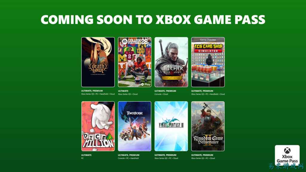 即将加入 Xbox Game Pass：天国：拯救 2、巫师 3：狂猎、EA Sports College Football 26 等更多大作！