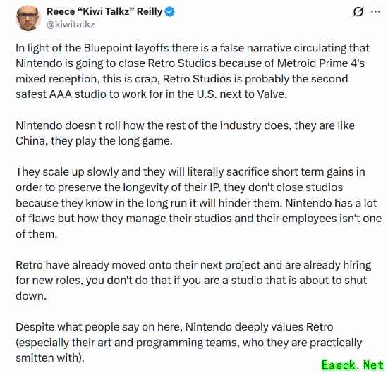 谣言粉碎!任天堂不会因《银河战士Prime4》关闭Retroa工作室