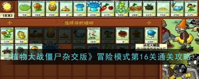 《植物大战僵尸杂交版》冒险模式第16关通关攻略