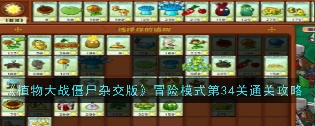 《植物大战僵尸杂交版》冒险模式第34关通关攻略