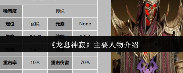 《龙息神寂》主要人物介绍
