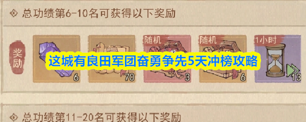 这城有良田军团奋勇争先5天冲榜攻略