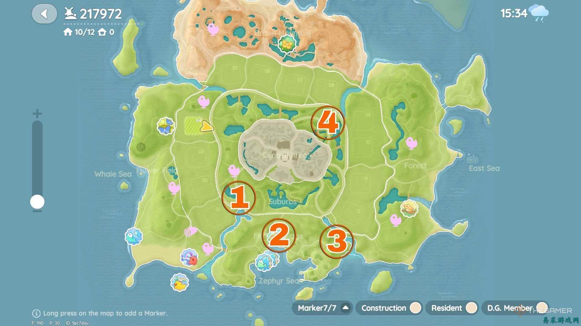 《Heartopia》中所有紫色朋克服装金色泡泡的位置