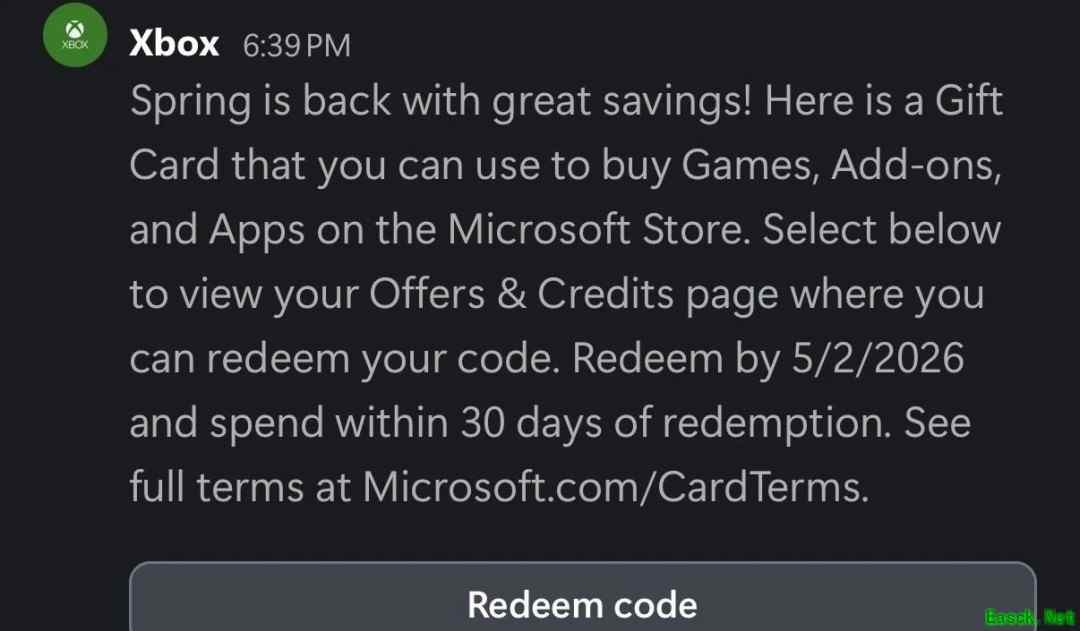微软向部分用户发放5美元春季数字礼品卡，限时兑换享多重优惠